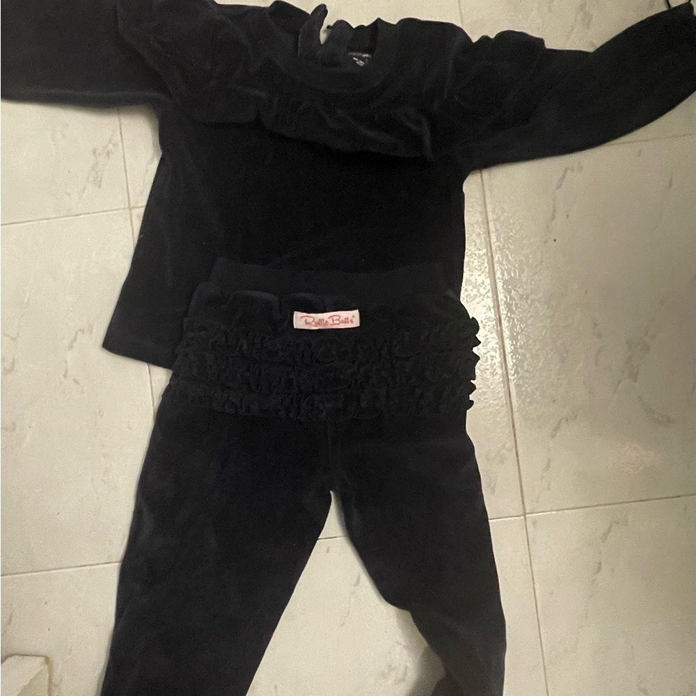Ruffle butts velour suit